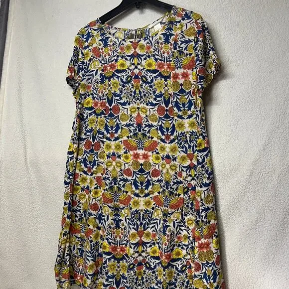 H&M Boho Floral Mini Dress Size 8 Flowy Viscose Shift Dress - Picture 1 of 8